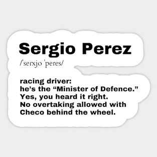 Sergio Perez F1 T-shirt, Formula 1, dictionary definition Sticker